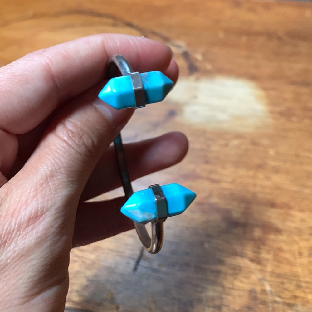 Silver and Turquoise Bangle - Picture 3 of 4